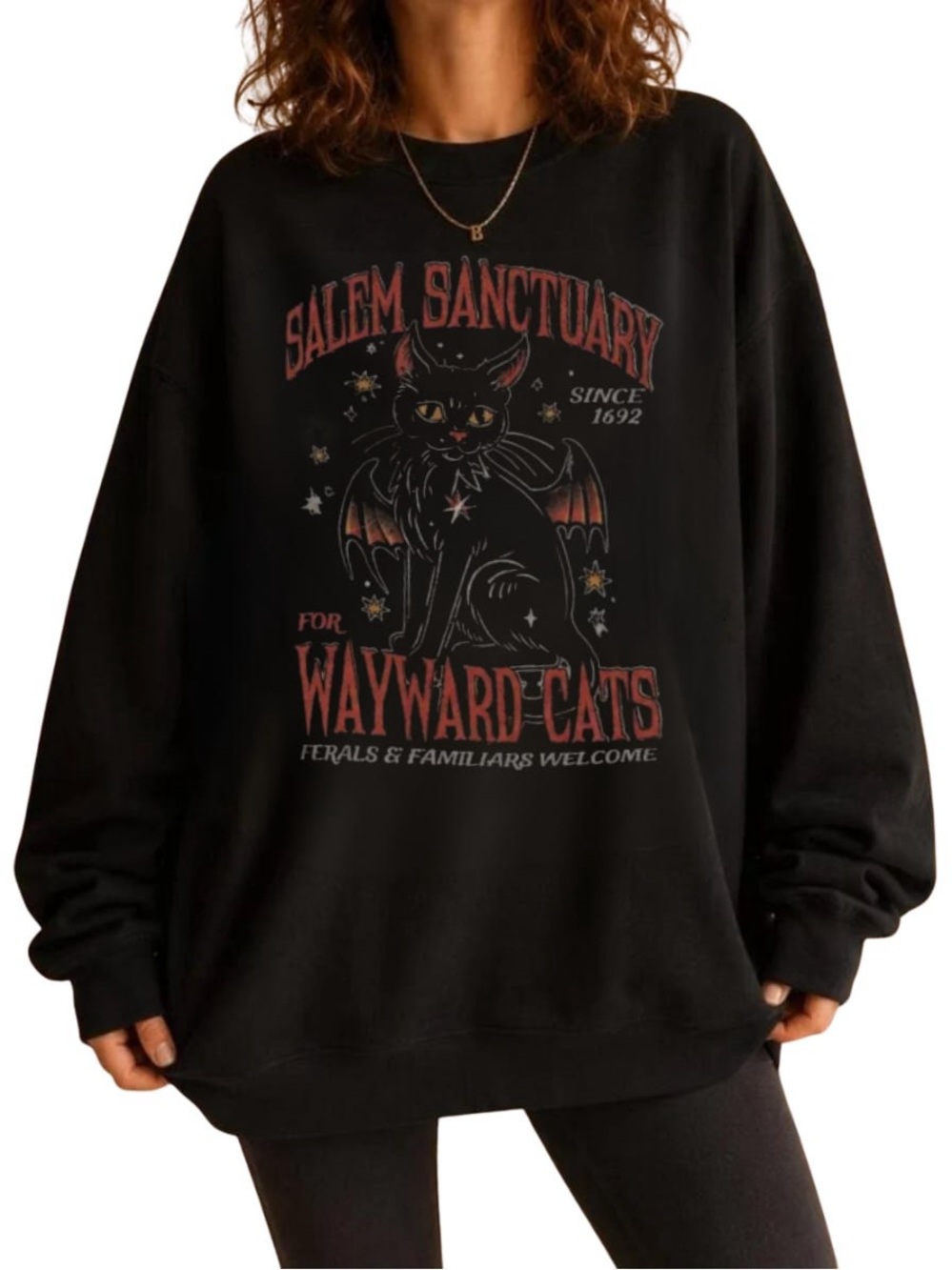 Black Salem Sanctuary Wayward Cats Graphic Pullover